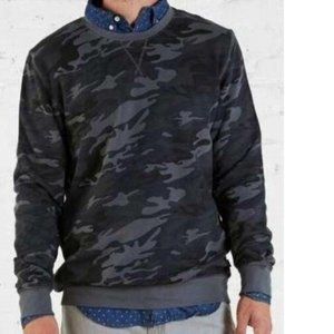 Mens Sweatshirt Adam Levine Small Blue Camouflage Crew Terry Long Sleeve